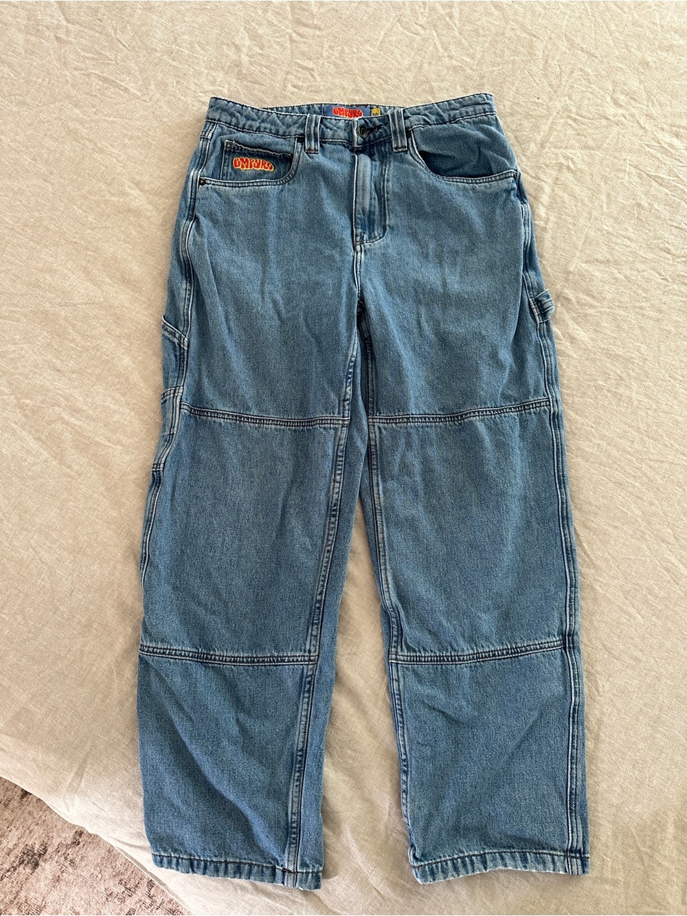 Empyre Baggy Carpenter Skate Jeans Double-knee Paneling Red Logo Embroidery 30